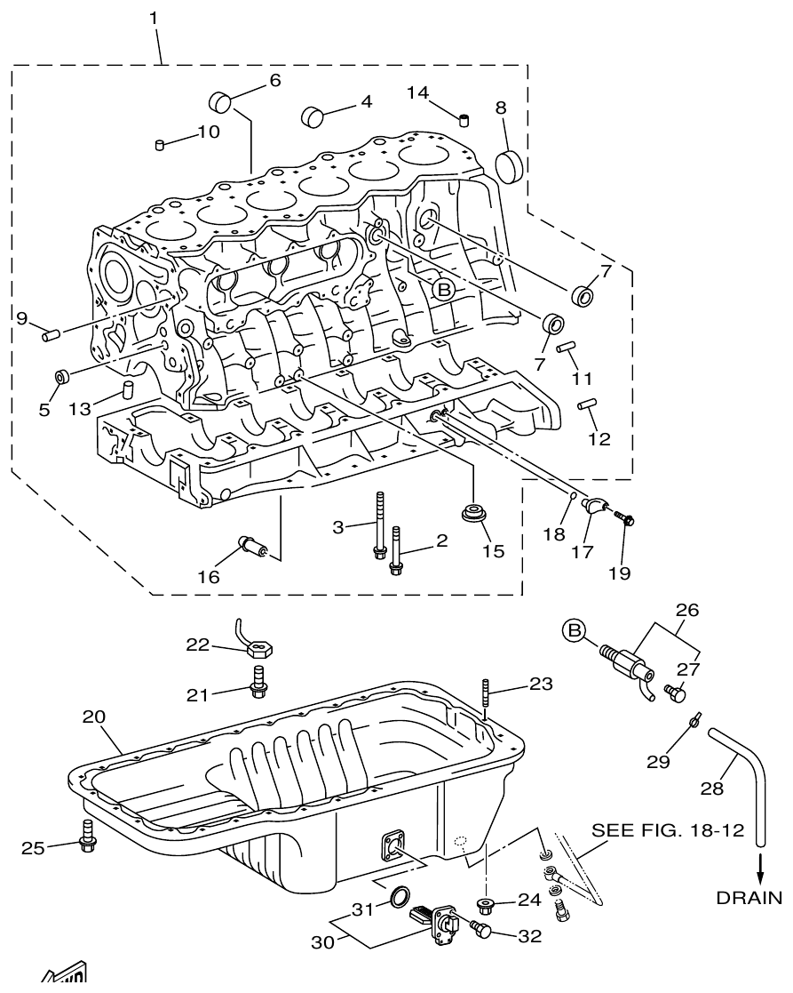 Yamaha ME422STIP2 (N601)STIP1(N611) CYLINDER BLOCK parts diagram